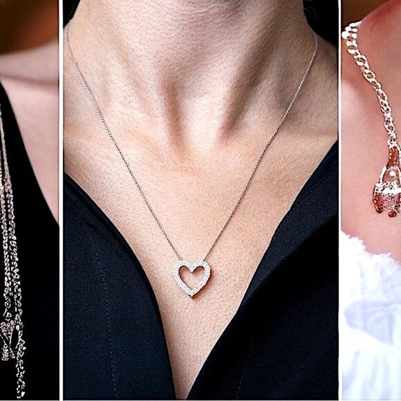 Sterling Silver & Diamond Heart Necklace l 1/10 tw l 18” l New in Box w/ Pouch - Picture 1 of 11